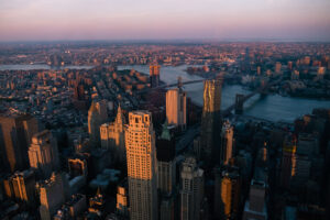 从自由塔看日落的纽约